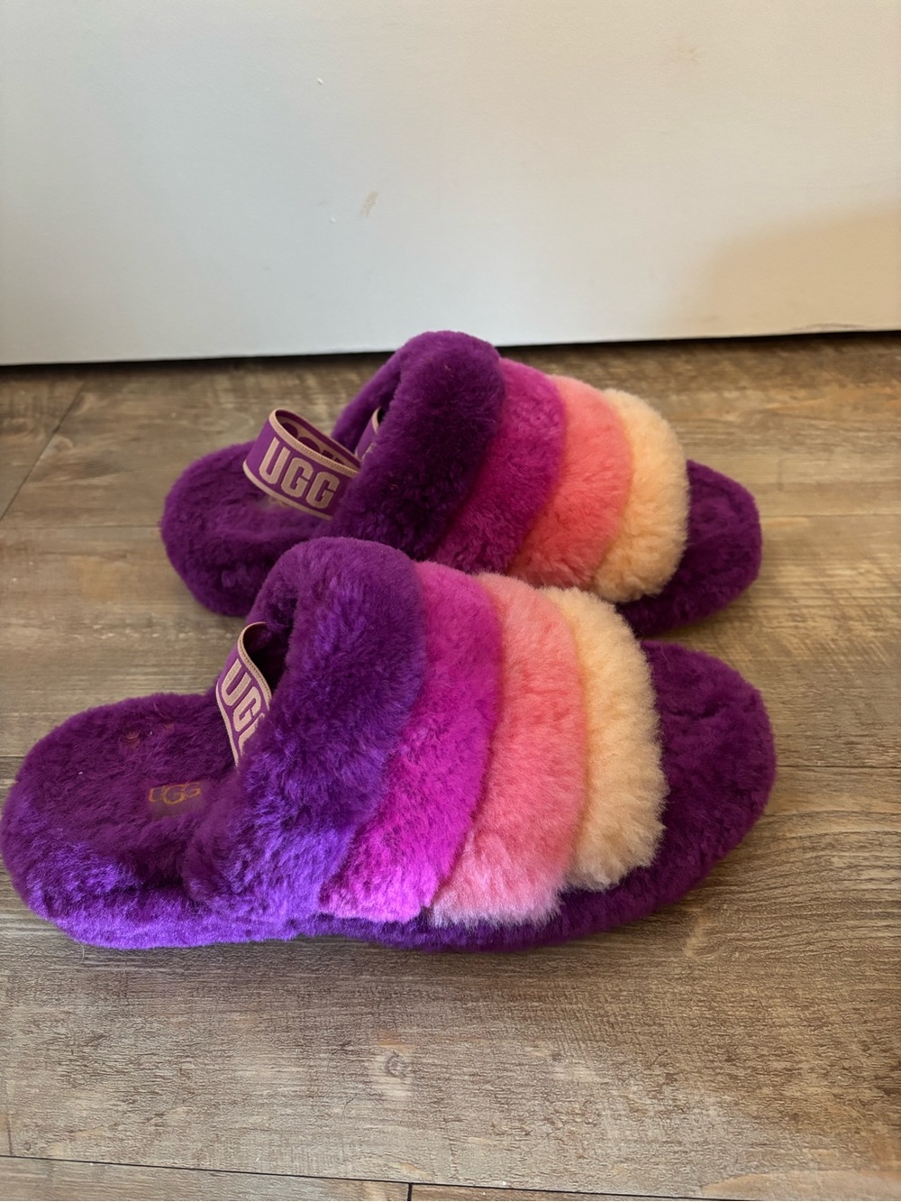 UGG Multicolor Shearling Slide - Purple, Pink, Peach